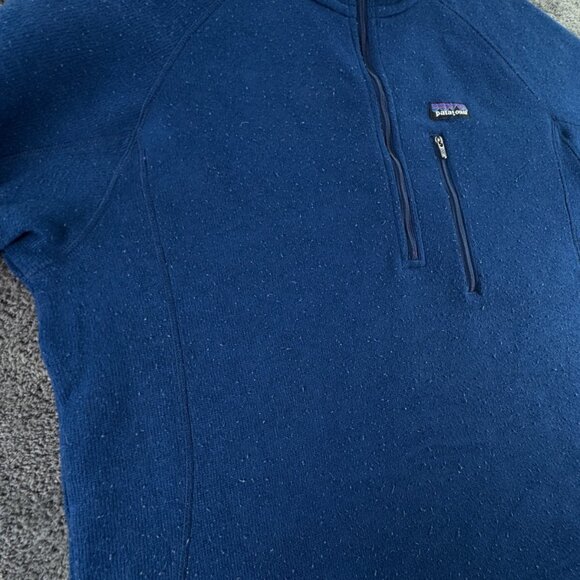 Patagonia Large Blue Fleece Pullover 1/4 Zip Jacket w/ Logo, Pocket Outdoors - Picture 11 of 13